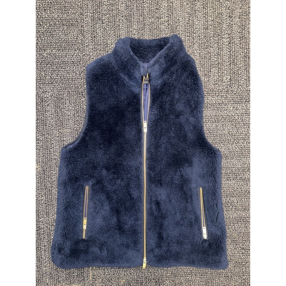 J Crew NWT Womens Blue Plush Fleece Excursion Vest Style E1535 Size S